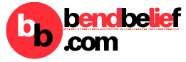 red and blue logo of Bend Belief